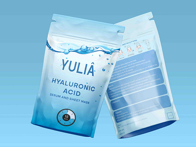 YULIA-Hyaluronic Acid Serum and Sheet Mask-Pouch packaging beauty and skin care logo beauty spa logo branding designer cosmetic logo graphic design logo pouch pouchpackaging pouchpackgingdesign