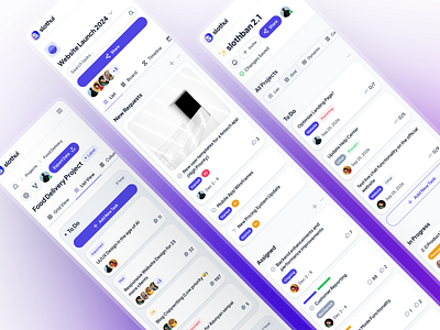 slothUI: World's Laziest Design System | SaaS Kanban Mobile UI clean design system gradient kanban kanban app kanban dashboard kanban design kanban mobile kanban mobile ui kanban ui minimal mobile app modern project management app project management dashboard purple slothui soft ui ui kit