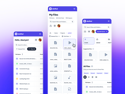 slothUI: World's Laziest Design System | File Management Mobile clean design system figma file management file management app file management mobile file management ui file manager app file manager ui gradient minimal mobile app modern purple saas mobile saas mobile app simple slothui soft ui kit