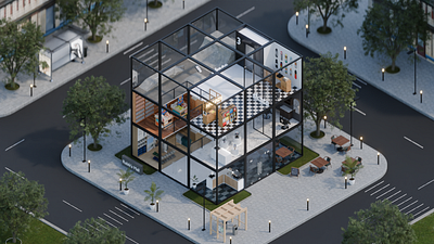 Cube Mall 3d 3d blender b3d blender design illustration interior design