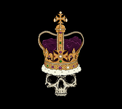The King artwork artworksale crown designtees england illustration king kingskull shirt skull