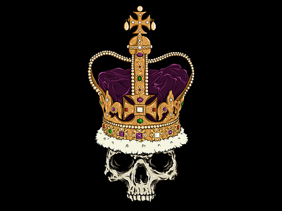 The King artwork artworksale crown designtees england illustration king kingskull shirt skull