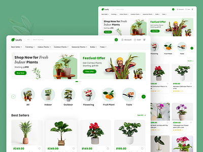 Leafy: An E-commerce Website ecommerce home page leafy plants ui ui design web design website