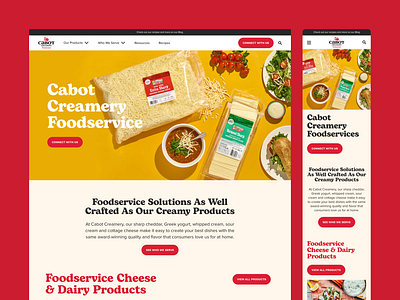 Cabot Creamery Foodservice branding cheese commerce cow creamery dairy ecommerce farm food graphic design green milk red service shop ui ux web yogurt
