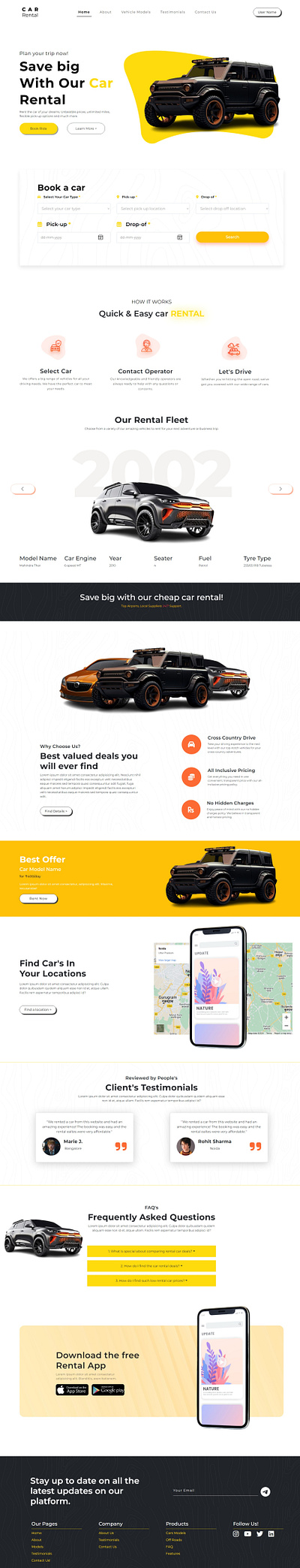 CAR Rental UI Design branding car rental car website design figma ui