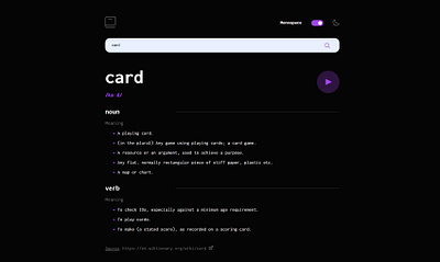 Dictionary Web Design branding dark mode dictionary figma light mode toggle ui uiux design