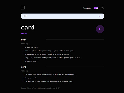 Dictionary Web Design branding dark mode dictionary figma light mode toggle ui uiux design