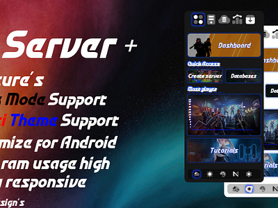 Server + - Android server control panel UI idea 3d graphic design ui