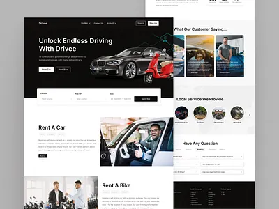 Car & Bike Rental Website ai automobile bike website branding car bike rental car selling website car website car website design design designsystem digitaldesign dribbble graphic design illustration landingpage ride sharing ride sharing app sports car ui vehicles