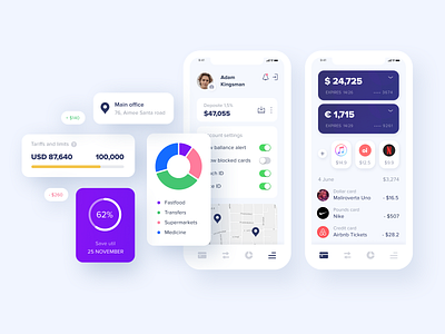 Mobile Banking account settings banking ui budgeting app expense tracker finance app financial analytics financial dashboard financial planning mobile ui design money management personal finance savings tracker transaction history user interface ux design