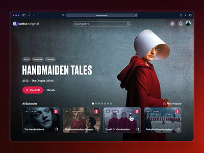 slothUI: World's Laziest Design System | SaaS TV Streaming UIUX clean dark mode dark ui figma design system figma ui kit minimal modern movie streaming app red saas app saas dashboard saas ui simple slothui soft streaming app tv app tv app ui tv streaming app tv streaming ui