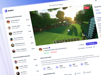 slothUI: World's Laziest Design System | Gaming Livestream App clean figma design system figma ui kit gaming live stream ui gaming livestream app gradient live stream ui livestream app livestream dashboard livestream ui minimal modern purple slothui soft streaming app streaming ui video live stream app video streaming app video streaming ui