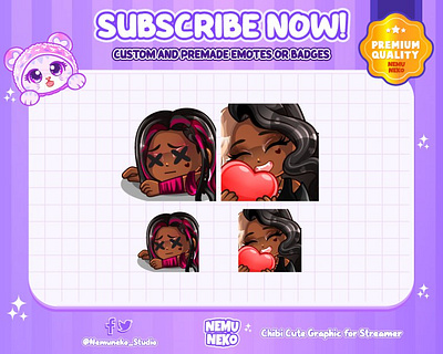 CUSTOM CHIBI GIRL EMOTES✨ animation branding chibi emotes commission open custom design cute emotes digital illustration graphic design illustration logo streamer twitch emotes