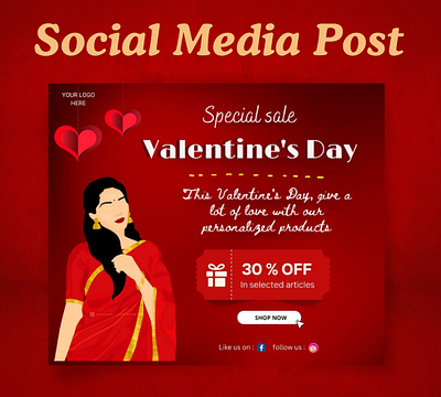 Valentine's Day || Instagram Facebook social media banner branding graphic design happyvalentinesday illustration instagram post ui valentinesday2024