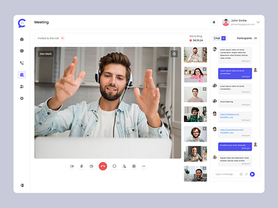 Meeting View admin panel chat clean clean design conversations dashboard group meeting meeting meeting ui meeting view minimal design ui uiux design ux video call web app web application web design website