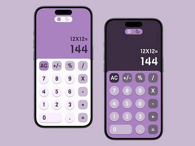 Day 4/100 UI Challenge: Light/Dark Mode iPhone Calculator calculator dailyui dark mode design light mode ui uiux design ux