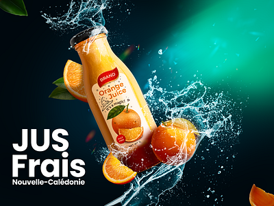 Jus d'orange frais affiche branding design graphic graphic design photoshop typography