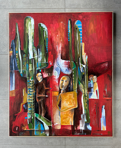 Cactus city ..., akryl , 120 x 100 cm, 2024, Zdeněk Duroň