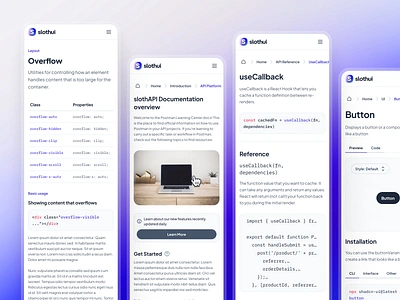 slothUI: Design System for Lazy Gen Z | Documentation Mobile UI clean documentation documentation app documentation layout documentation mobile documentation ui figma design system figma ui kit gradient ios app minimal mobile app mobile ui modern purple saas app mobile saas documentation simple slothui soft