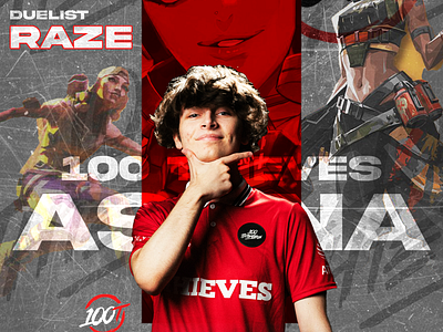 100 THIEVES - ASUNA 100 thieves asuna asuna esports esports poster graphic design valorant valorant poster