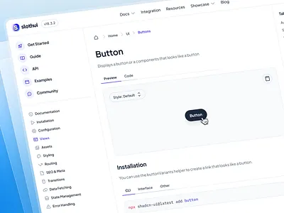 slothUI: World's Laziest Design System | SaaS Documentation UIUX blue button ui clean documentation documentation app documentation dashboard documentation layout documentation ui documentation website figma design system figma ui kit gradient minimal modern saas dashboard saas documentation saas ui simple slothui soft