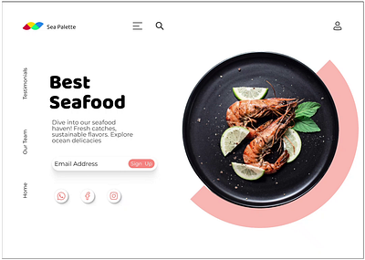 Sea Palette - A Seafood restaurant landing page 3d animation brand branding design figma illustration landing page logo prototype ui