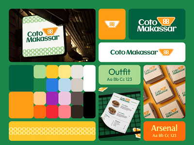 Coto Makassar 88 — Visual Identity bowl brand identity branding coto makassar cuisine fb food graphic design green heritage indonesia logo makassar orange restaurant soup sulawesi traditional visual identity