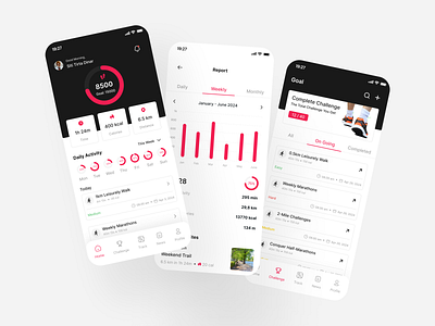 Step Tracker App UI Kit appdesign dailysteps step steptacker steptrackerapp tracker uidesign uiux