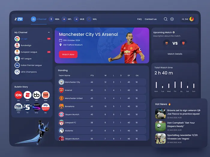 Sports Dashboard designs, themes, templates and downloadable graphic ...