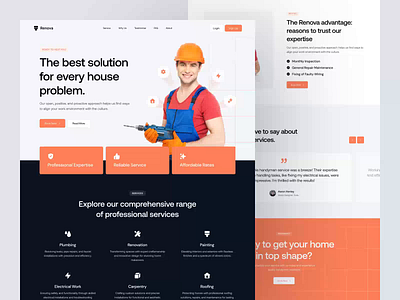 Renova - Handyman Technician Website agency animation b2b clean company dipa inhouse handyman home page landing page landingpage modern saas service provider startup technician website ui web web design webflow website