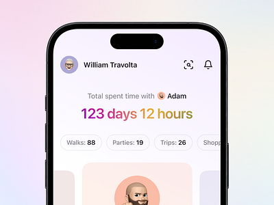 Together – Mobile app to track time spent with friends app design app ui design figma friends friends app gradients design home page mobile app mobile design sign up social app social network tracking tracking time ui ui ux ux web design welcome page