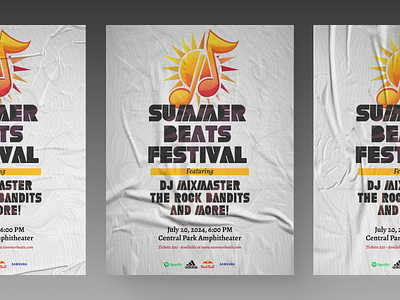 Summer Beats Festival Poster Design concert poster event poster event promotion graphic design music festival poster design summer festival