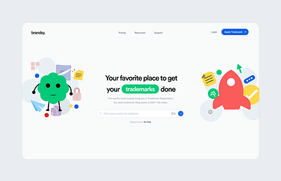Trademark Landing page design design landing page playful website ui uiux website design
