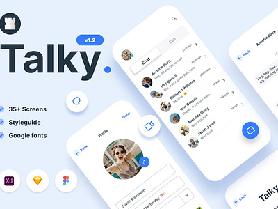 Talky Chat & Video Messenger App adobe app chat design figma kit sketch talky chat video messenger app xd