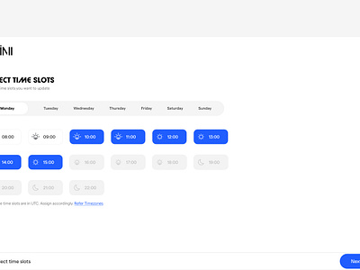 Time selection UI design schedule ui select time time slot uiu uiux