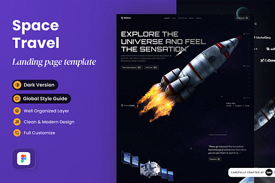 Space Travel Landing Page app landing page design kit flowchart landing page template mobile landing page product landing software space travel landing page theme web design mockup website design website template