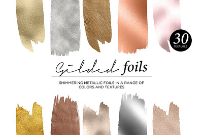 30 Gilded Foils 30 gilded foils bronze embossed glitter gold luxe metallic rose gold shimmer shiny silver sparkle