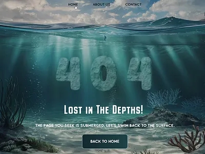 404 Error Page - Underwater Theme framerdesignchallenge ui
