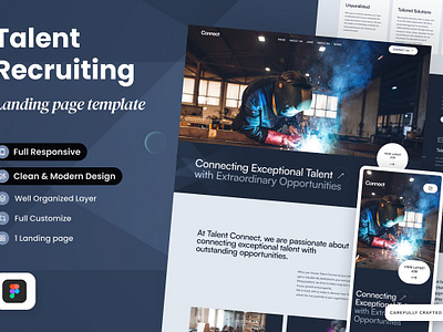 Connect - Talent Recruitment Website app landing page design kit figma hiring website landing page landing page template product landing recruitment website saas landing sketch software startup landing page talent recruitment talent recruitment web talent website theme ui kit web design mockup website design website template