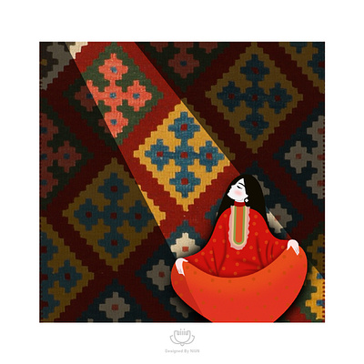 Traditonal Girl carpet girl illustration graphic design illustration persian carpet