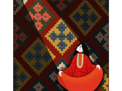 Traditonal Girl carpet girl illustration graphic design illustration persian carpet