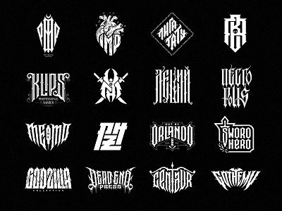 Logotypes barber logo black metal lettering brand logo brutal logo clothing brand death metal logo futuristic logo gothic font gothic lettering lettering logo logotypes metal logo music logo tattoo logo