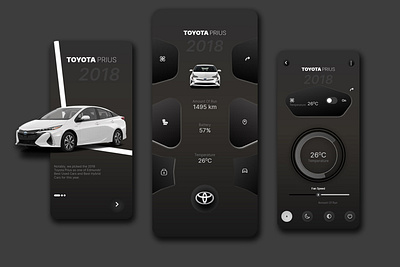 Sleek Toyota Prius Car App UI Design app branding car designer graphic design japan photoshop toyota ui ux