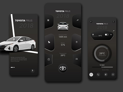 Sleek Toyota Prius Car App UI Design app branding car designer graphic design japan photoshop toyota ui ux