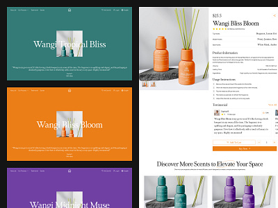 wangi - Product Details Page cologne design details diffuser ecommerce house information landing page perfume product page reed diffuser room scent smell ui ui design uiux web design
