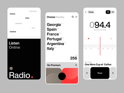 UI Exploration: Online Radio app listen mobile music online player radio