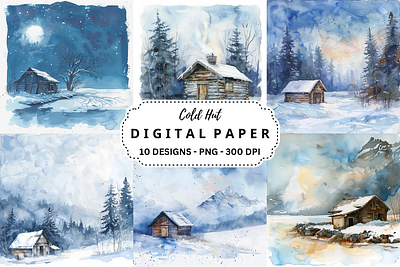 Watercolor Cold Hut Background tumbler wrap