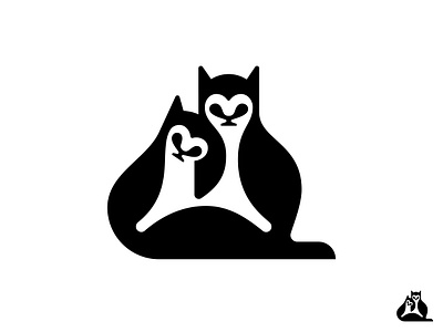 Lover Cats animal cats logo logotype mark negativespace