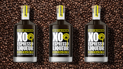 XO Espresso bold branding bright yellow coffee espresso espresso martini liqueur logo packaging smiley wildposting xo