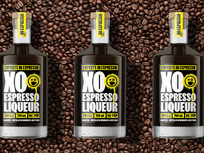 XO Espresso bold branding bright yellow coffee espresso espresso martini liqueur logo packaging smiley wildposting xo